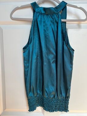 Teal Satin Halter Blouse by Tempted